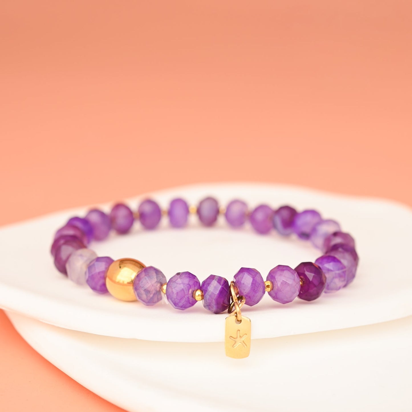 Purple Agate Beaded Bracelet