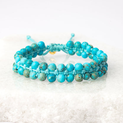 Wear Blue Handwoven Beaded Bracelet in