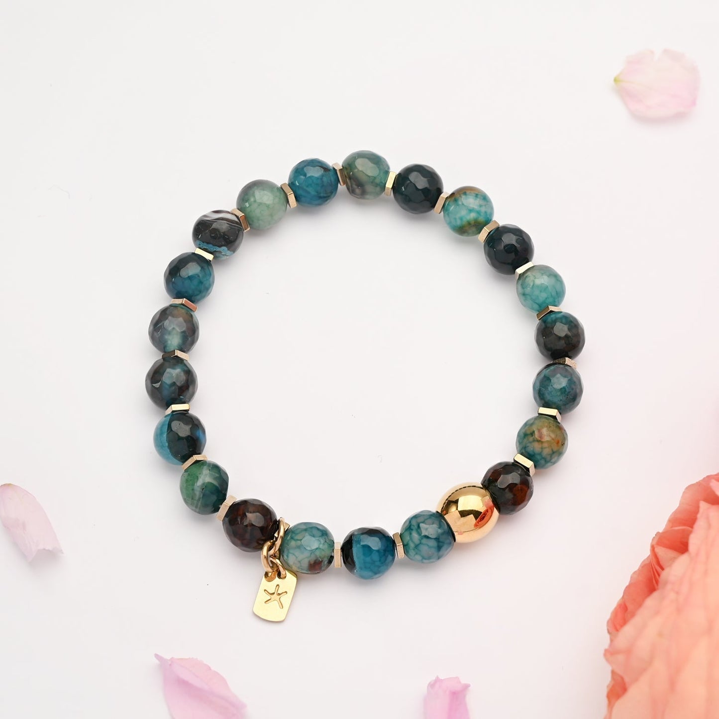 Beaded Green Agate Bracelet