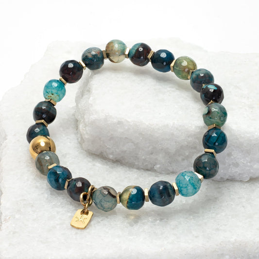 Beaded Green Agate Bracelet
