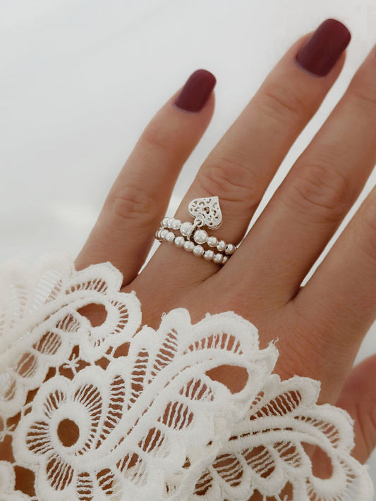 Charm Ring, Heart Charm Ring,Heart Charm, Womens Rings, Charm Rings