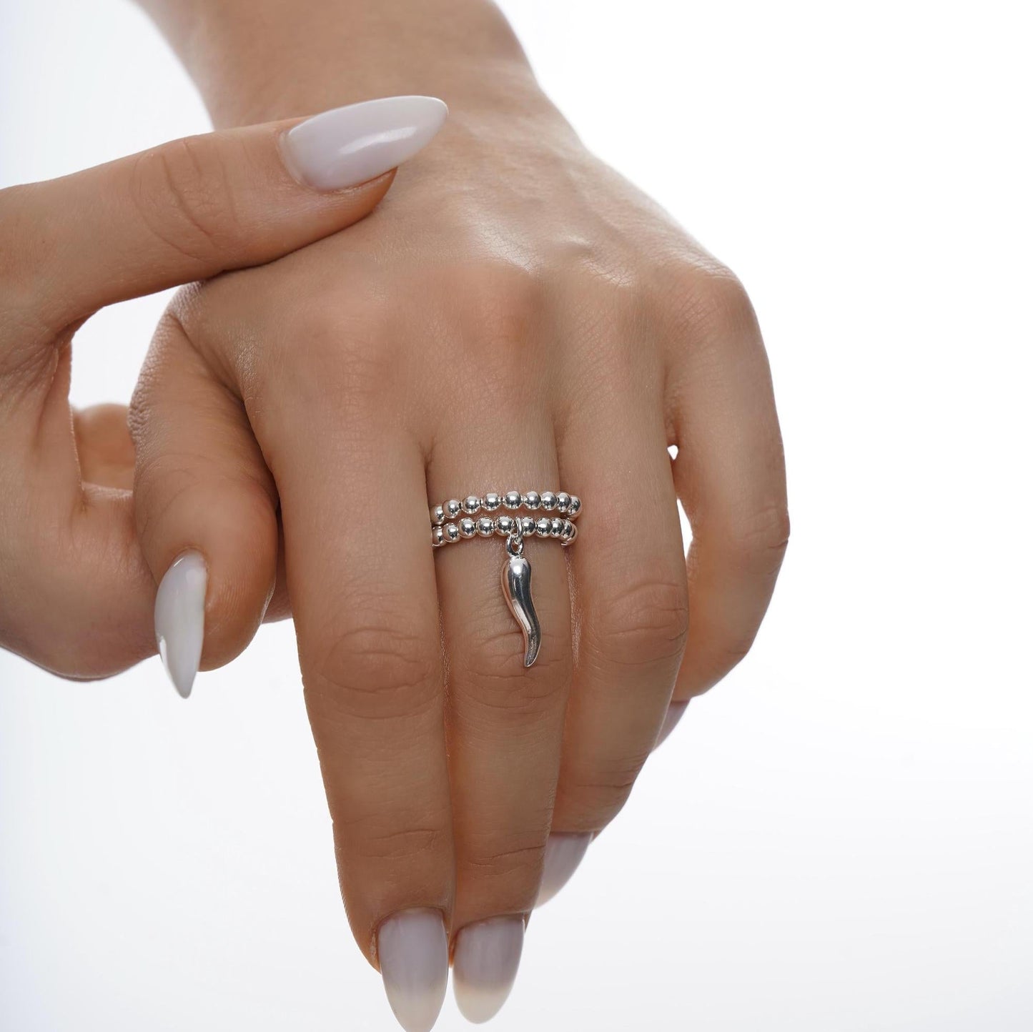 Silver Stretch Charm Ring,  Silver Rings, Stacked Rings